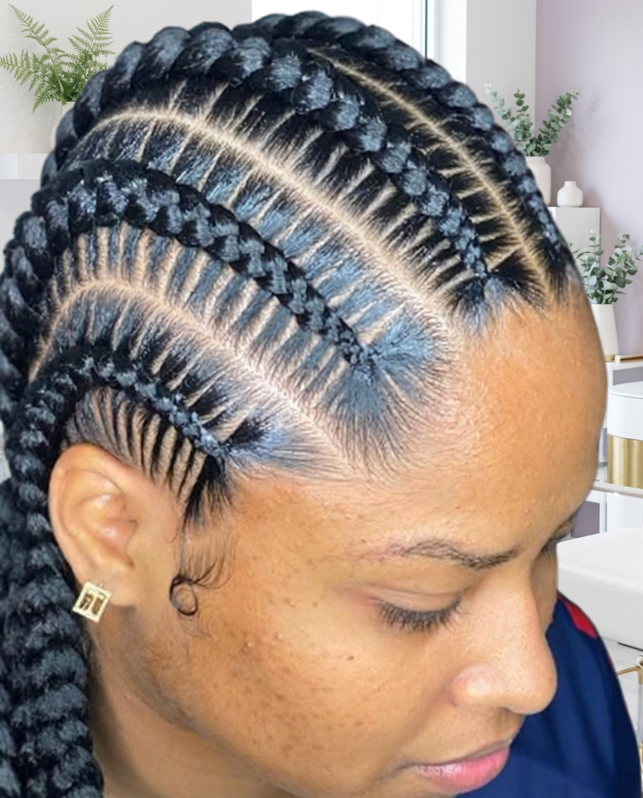 Stitch Braids styled at Milove’s Beauty